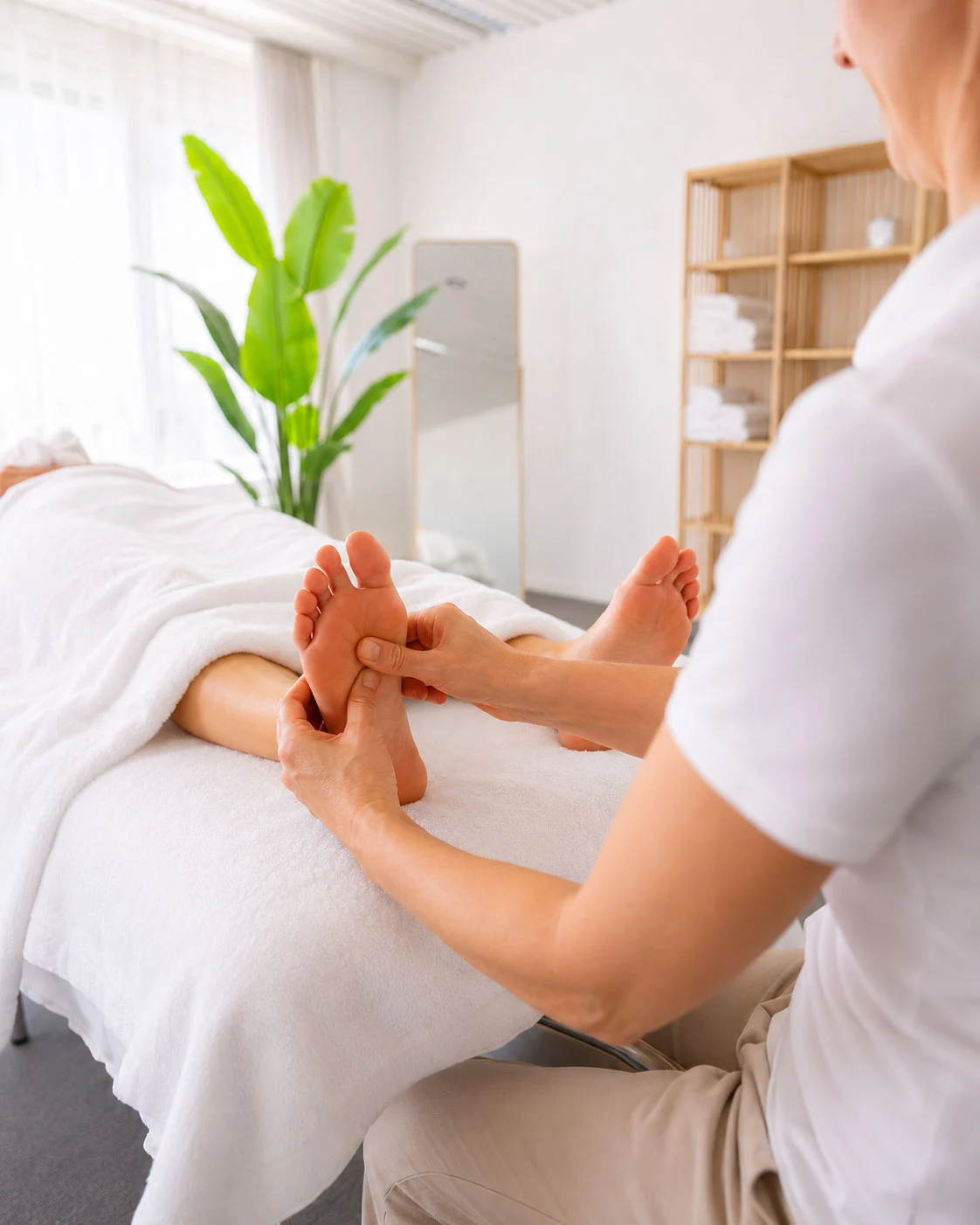 Fussreflexzonenmassage im Behandlungsraum an der Centralstrasse 18